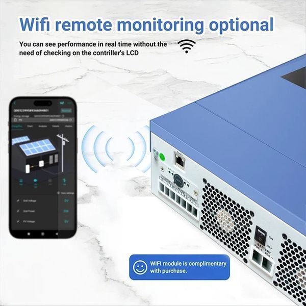Гібридний сонячний інвертор ANENJI 4.2 кВт 24 В з Wi-Fi та MPPT 100 А (ANJ-4200W-24V) ANJ-4200W-24V фото