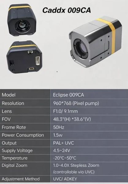 Тепловізійна камера CADDXFPV Eclipse 009CA аналогова теплокамера 960&times;768 для FPV квадрокоптерів CADDX-ECLIPSE-009CA фото